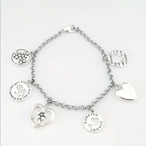 Silver charm friendship heart bracelet